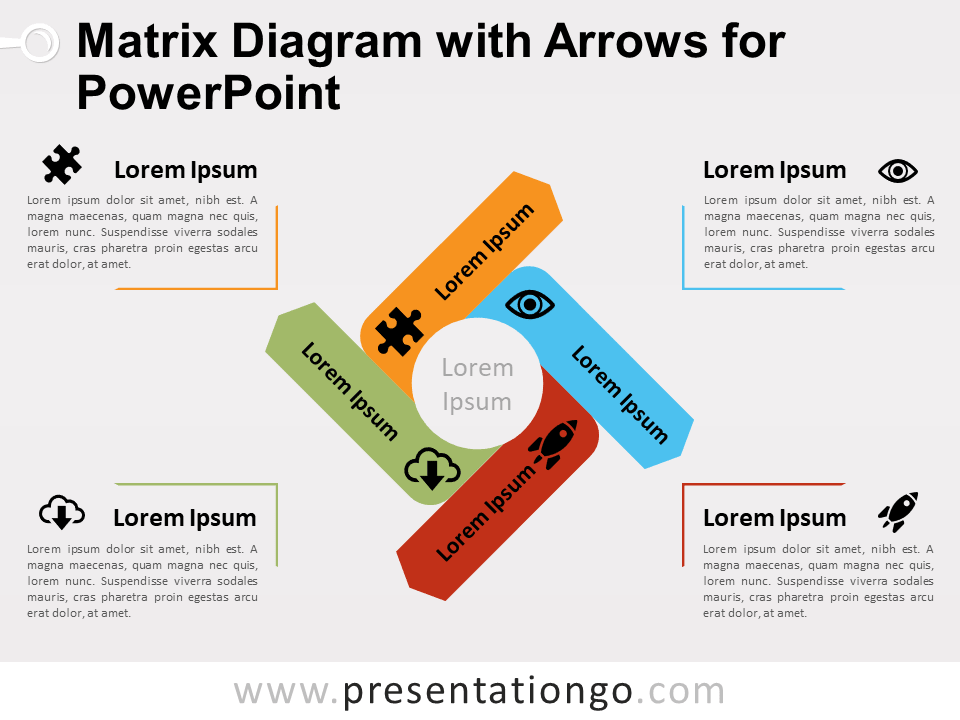 Diagrama de Matriz Gratis con Flechas Para PowerPoint