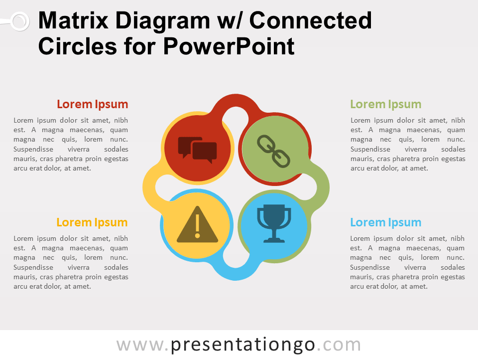 Free Matrix Diagram with Connected Circles for PowerPoint