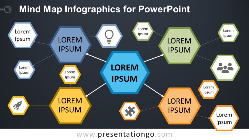 Free Mind Map for PowerPoint - Dark Background