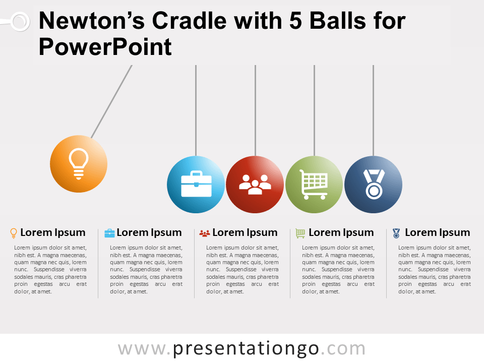 Free Newton's Cradle with 5 Balls for PowerPoint