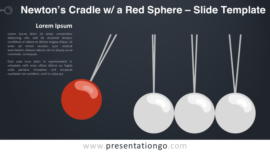 Free Newton's Cradle with a Red Sphere Graphics for PowerPoint and Google Slides