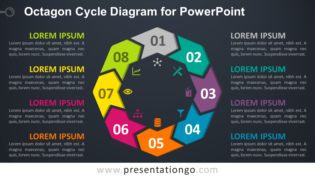 Free Octagon Cycle for PowerPoint - Dark Background