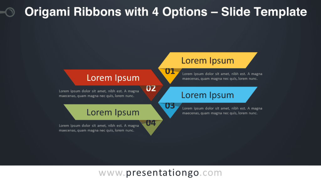 Free Origami Ribbons with 4 Options Graphics for PowerPoint and Google Slides