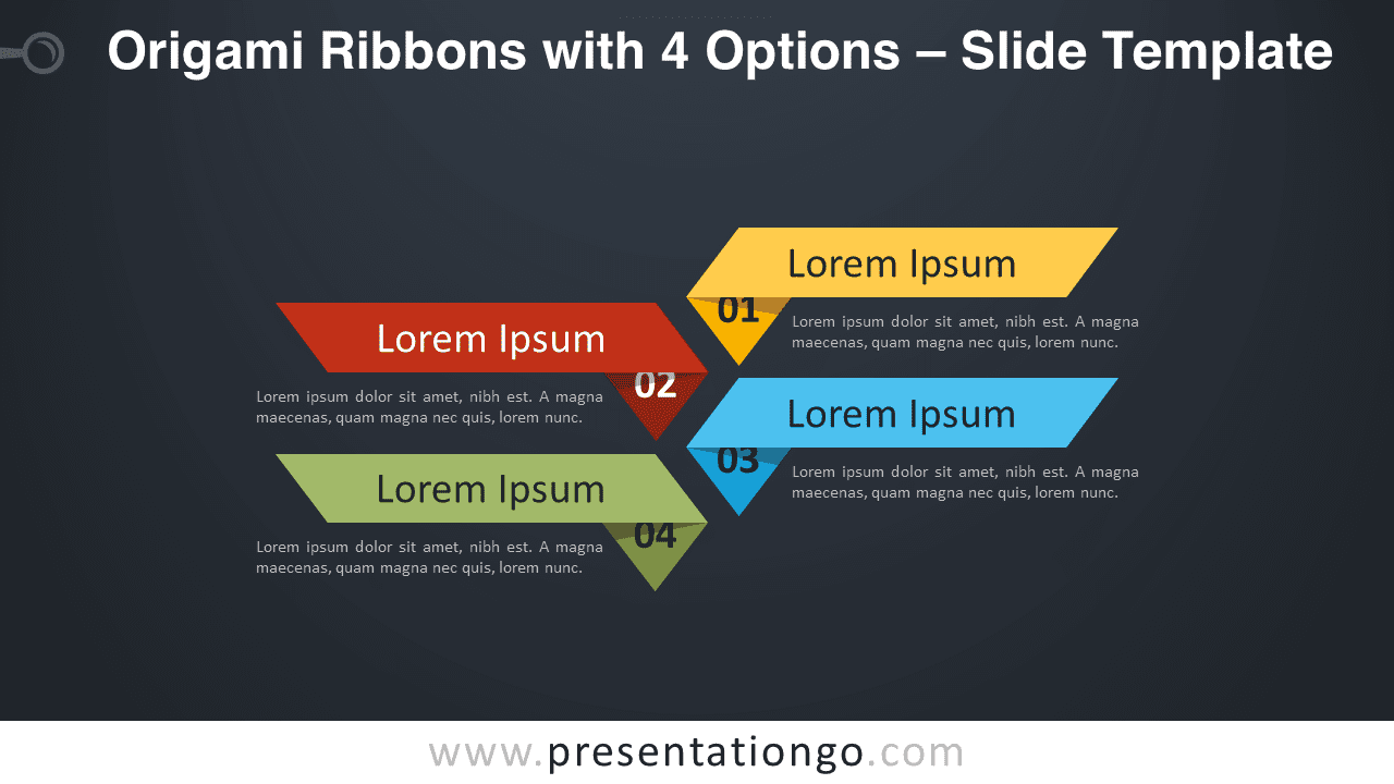 Free Origami Ribbons with 4 Options Graphics for PowerPoint and Google Slides