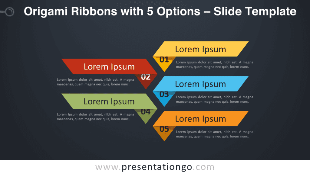 Free Origami Ribbons with 5 Options Graphics for PowerPoint and Google Slides