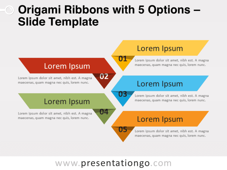 Free Origami Ribbons with 5 Options for PowerPoint