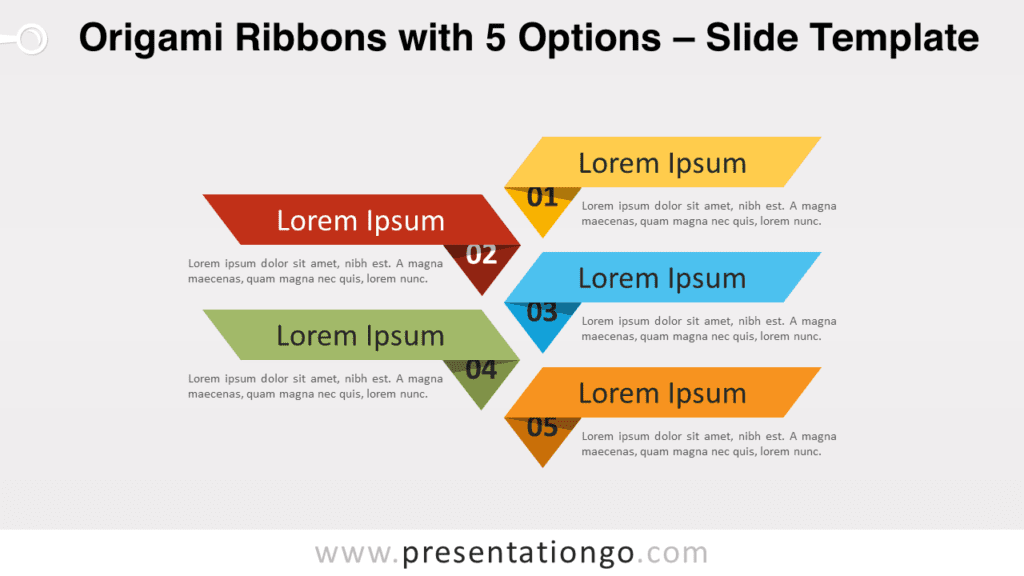 Free Origami Ribbons with 5 Options for PowerPoint and Google Slides