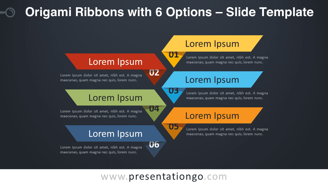 Free Origami Ribbons with 6 Options Graphics for PowerPoint and Google Slides