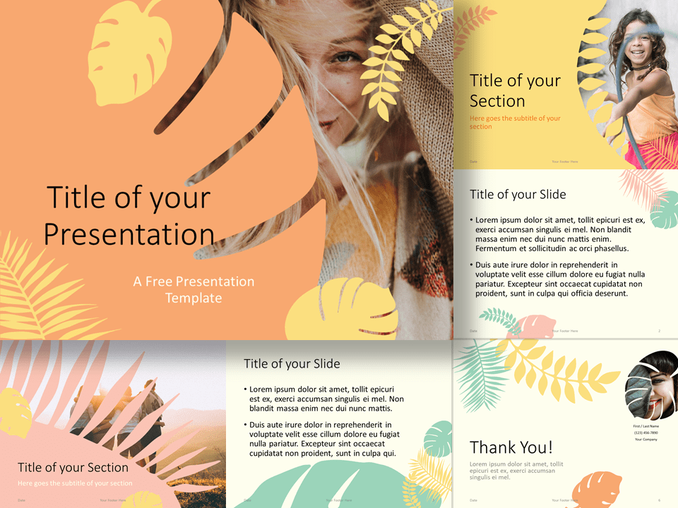 Free PASTEL LEAVES Template for PowerPoint and Google Slides