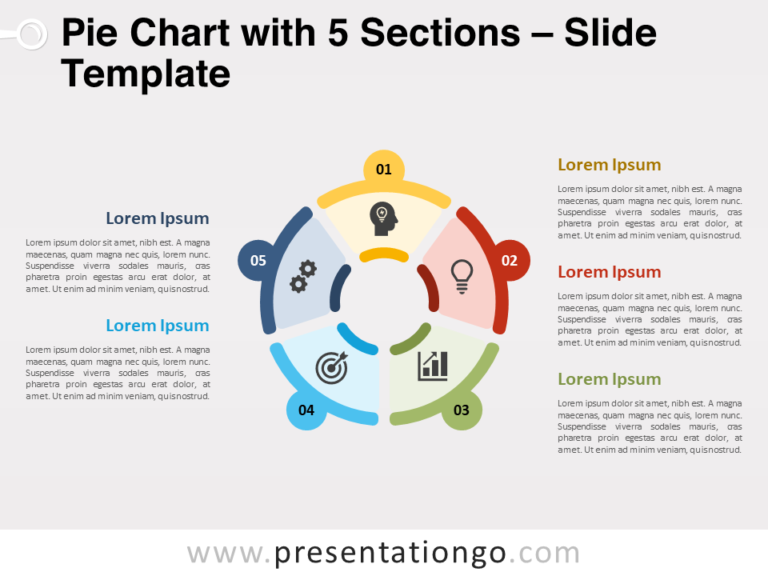 Free Pie Chart with 5 Sections for PowerPoint