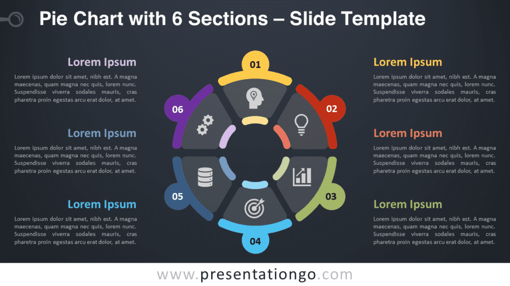 Free Pie Chart with 6 Sections Diagram for PowerPoint and Google Slides