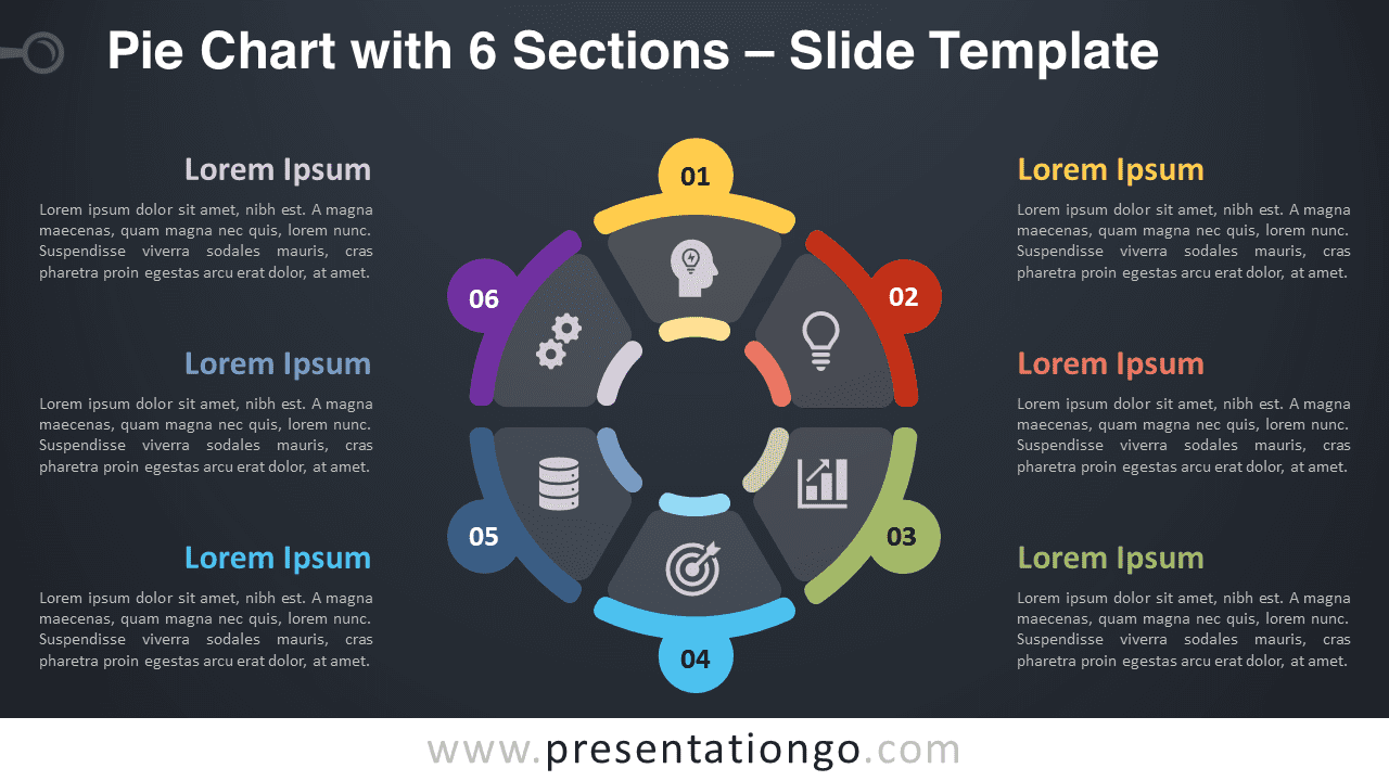 Free Pie Chart with 6 Sections Diagram for PowerPoint and Google Slides