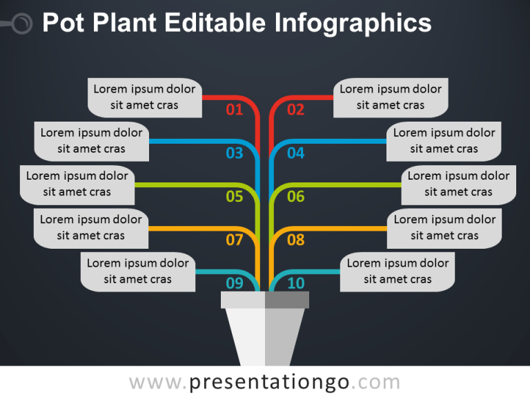 Free Pot Plant PowerPoint Diagram - Dark Background