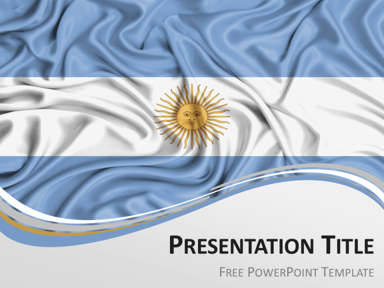 Free PowerPoint template with flag of Argentina background