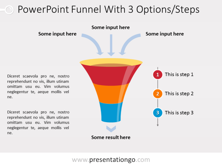Free PowerPoint Funnel with Input Arrows - 3 steps