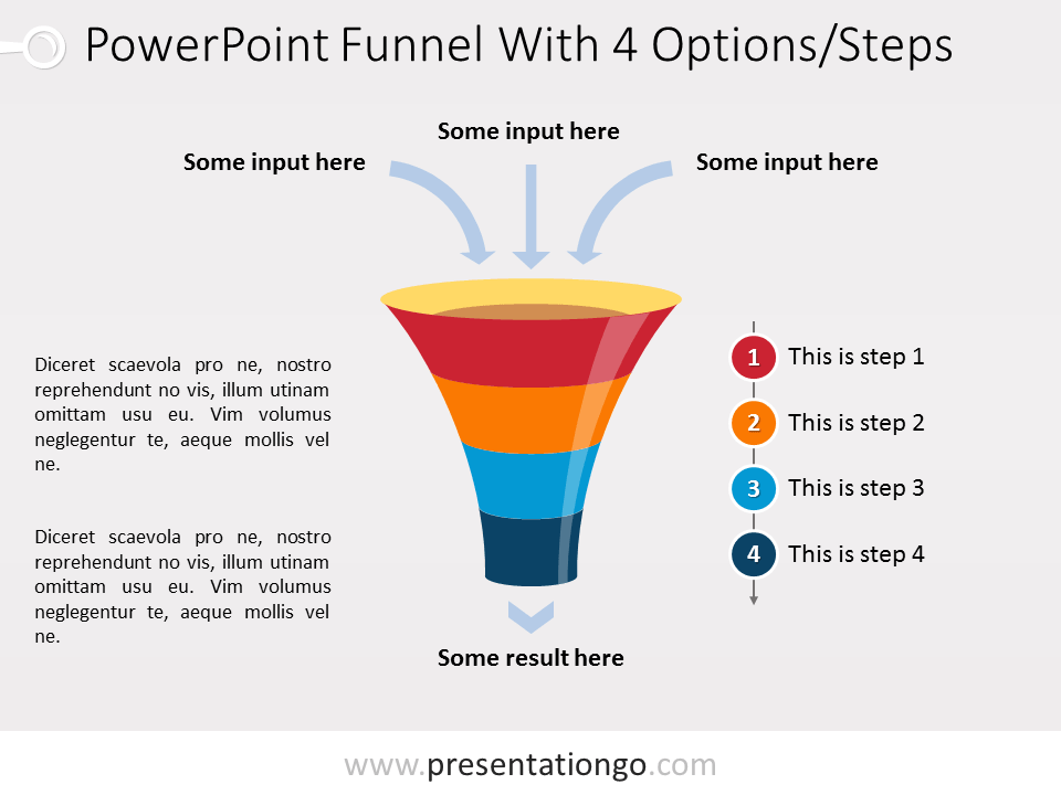 Free PowerPoint Funnel with Input Arrows - 4 steps