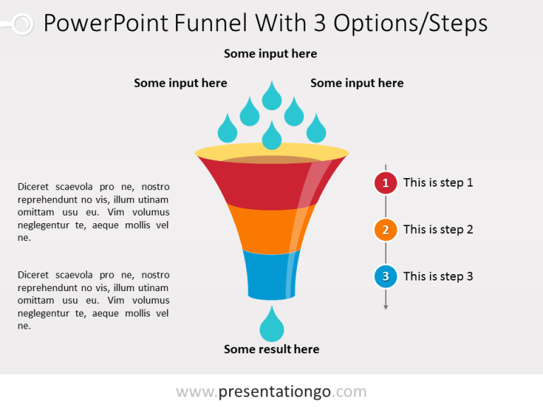 Free PowerPoint Funnel - Input with Drops - 3 steps
