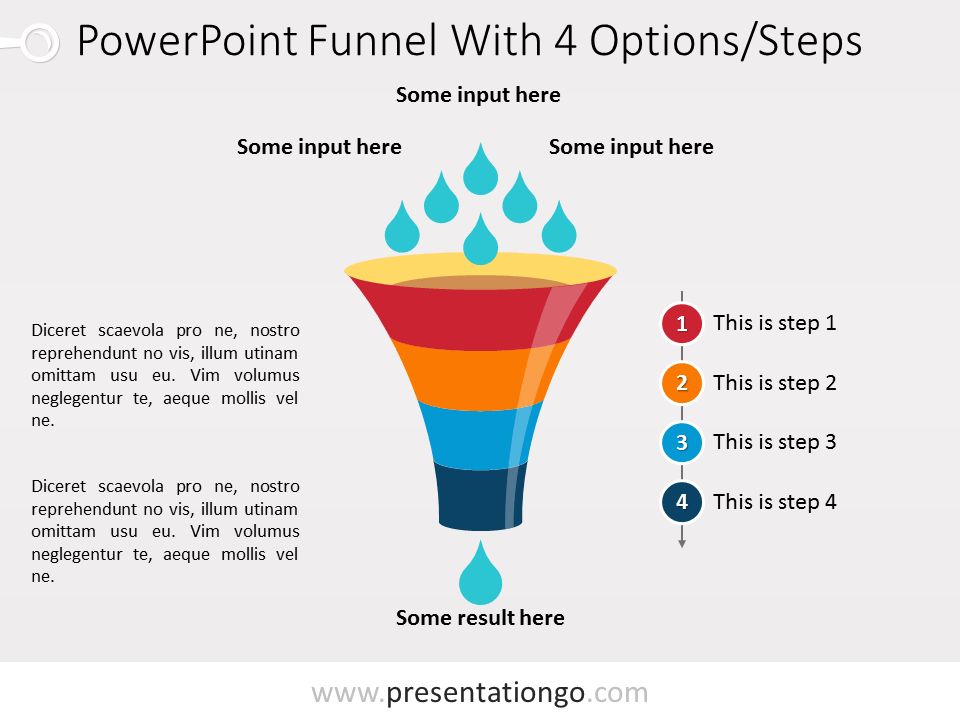 Free PowerPoint Funnel - Input with Drops - 4 steps