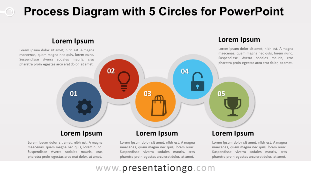 Free Process with 5 Circles for PowerPoint