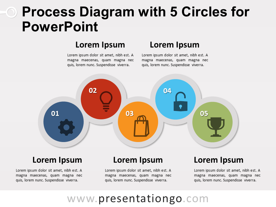 Free Process Diagram with 5 Circles for PowerPoint