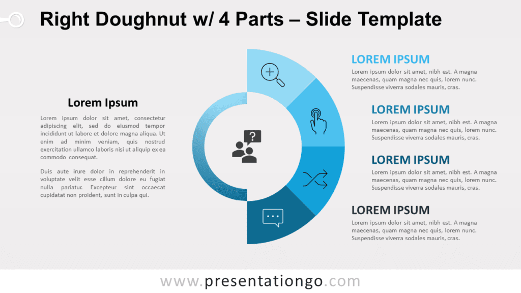 Free Right Doughnut with 4 Parts for PowerPoint and Google Slides