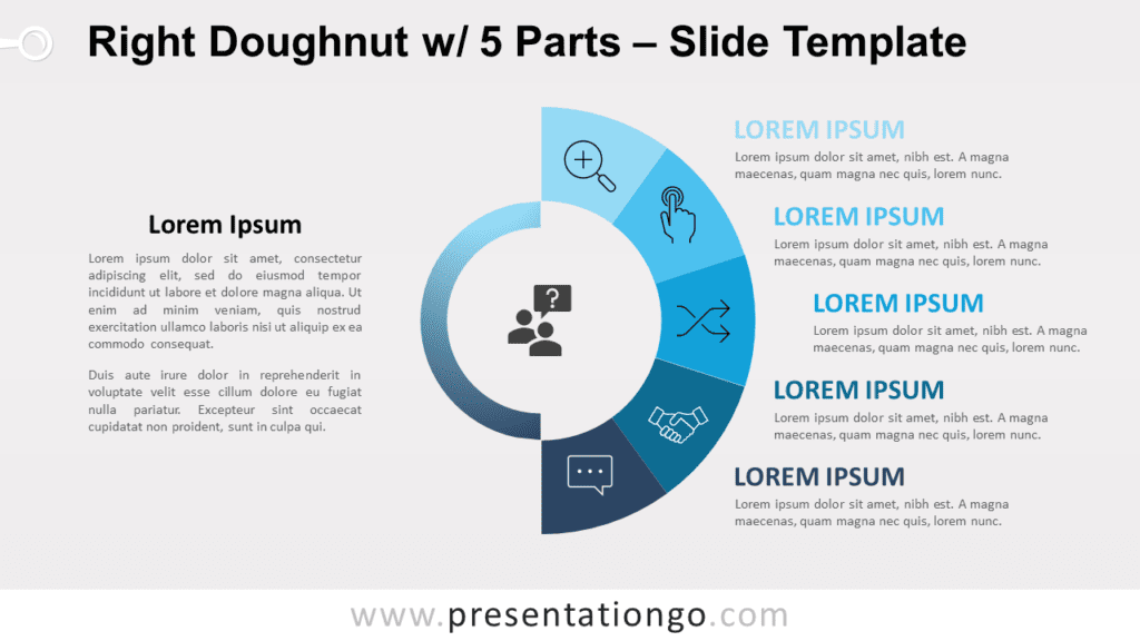 Free Right Doughnut with 5 Parts for PowerPoint and Google Slides