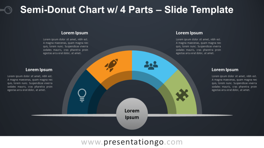 Free Semi-Donut Chart with 4 Parts for PowerPoint