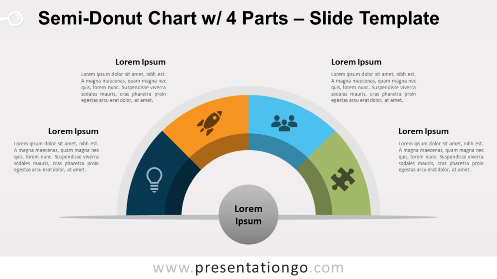 Free Semi-Donut Chart with 4 Parts for PowerPoint and Google Slides