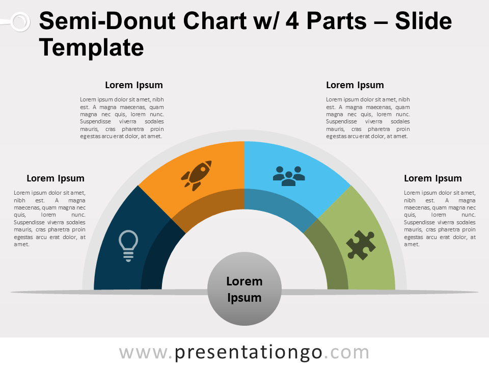 Free Semi-Donut Chart with 4 Parts PowerPoint Template