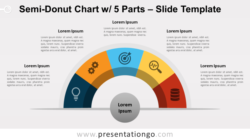 Free Semi-Donut Chart with 5 Parts for PowerPoint and Google Slides