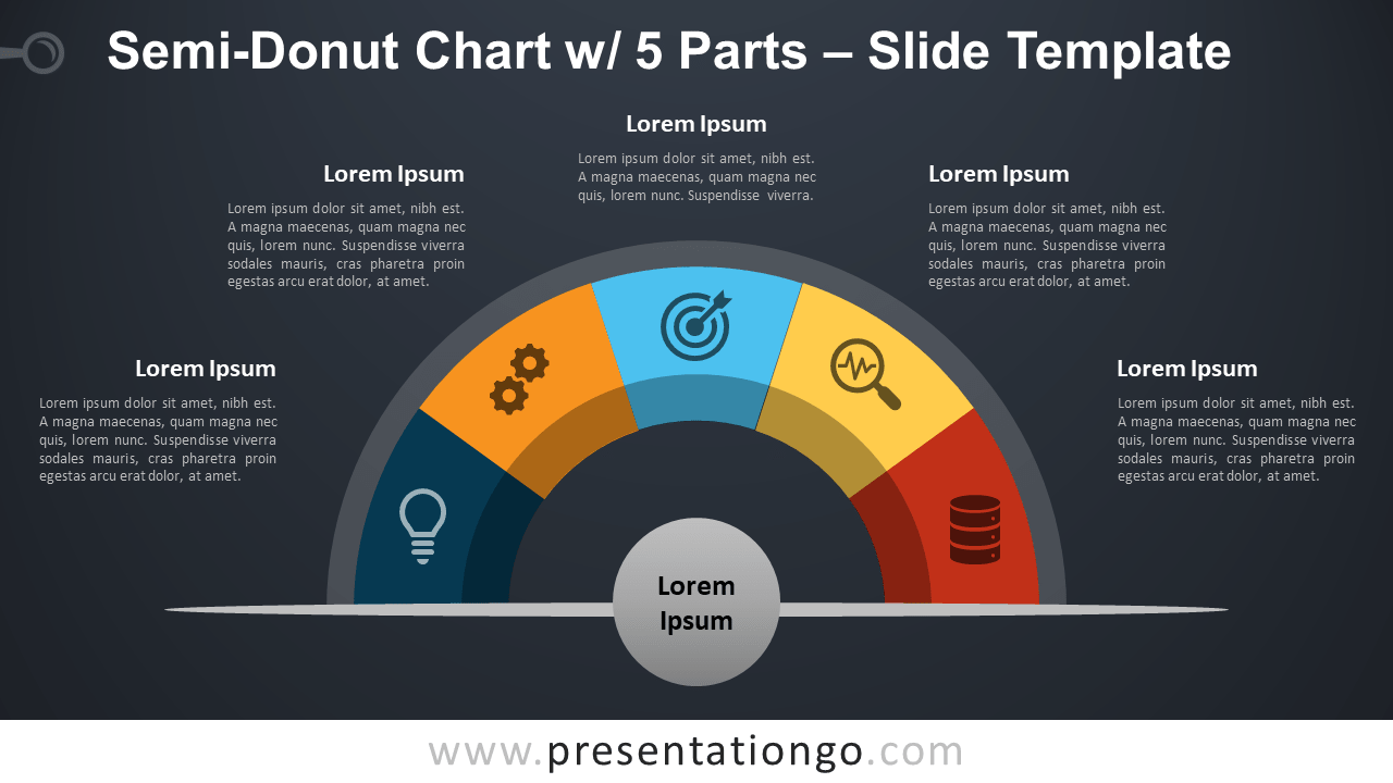 Free Semi-Donut Chart with 5 Parts for PowerPoint