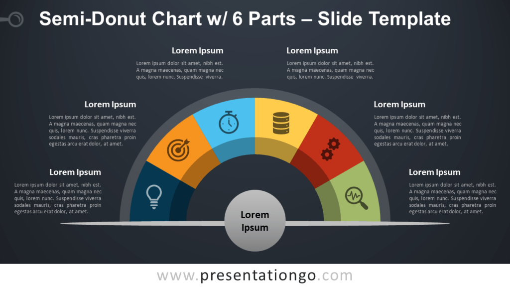 Free Semi-Donut Chart with 6 Parts for PowerPoint