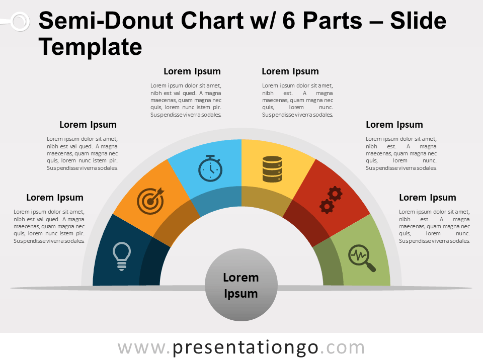 Free Semi-Donut Chart with 6 Parts PowerPoint Template