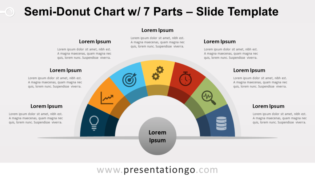 Free Semi-Donut Chart with 7 Parts for PowerPoint and Google Slides