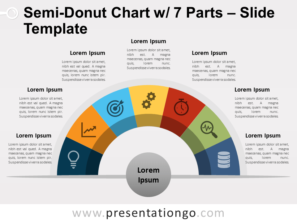 Free Semi-Donut Chart with 7 Parts PowerPoint Template