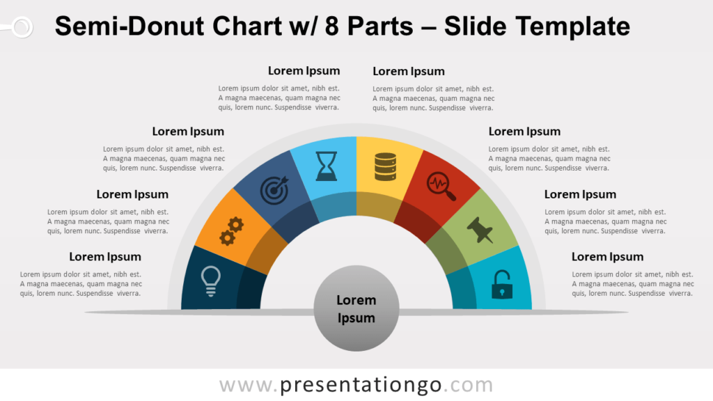 Free Semi-Donut Chart with 8 Parts for PowerPoint and Google Slides