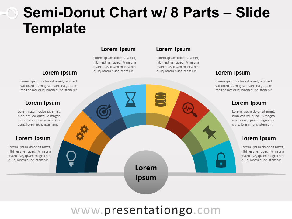 Free Semi-Donut Chart with 8 Parts PowerPoint Template