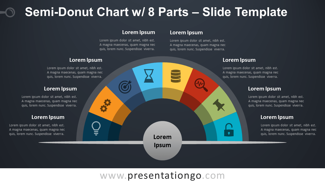 Free Semi-Donut Chart with 8 Parts for PowerPoint