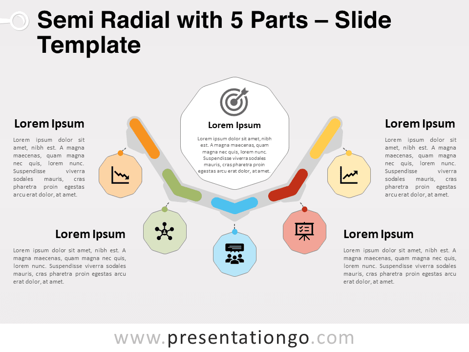 Free Semi Radial with 5 Parts for PowerPoint