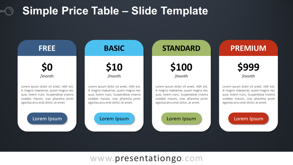 Free Simple Price Table Design for PowerPoint and Google Slides