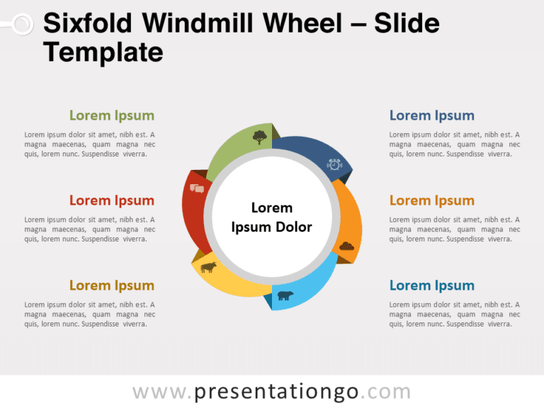 Free Sixfold Windmill Wheel for PowerPoint