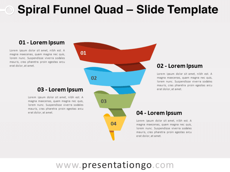Embudo Espiral Cuádruple Plantilla Gratis Para PowerPoint Y Google Slides