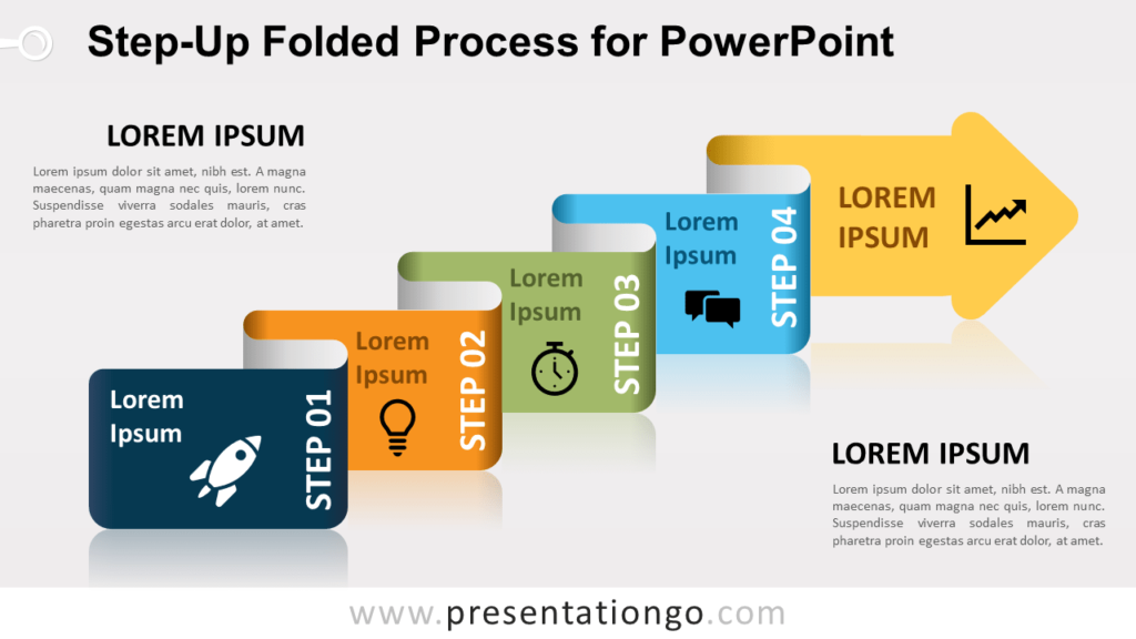 Free Step-Up Folded Process Diagram for PowerPoint