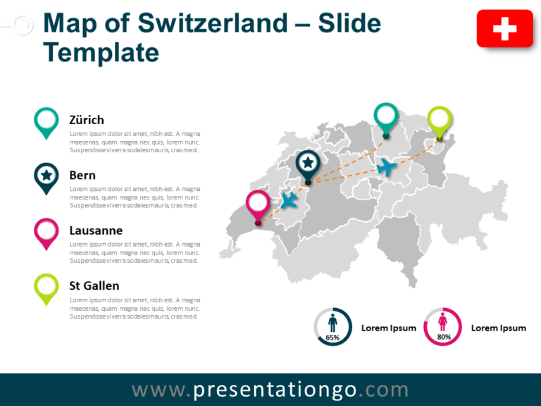 Free Map of Switzerland for PowerPoint