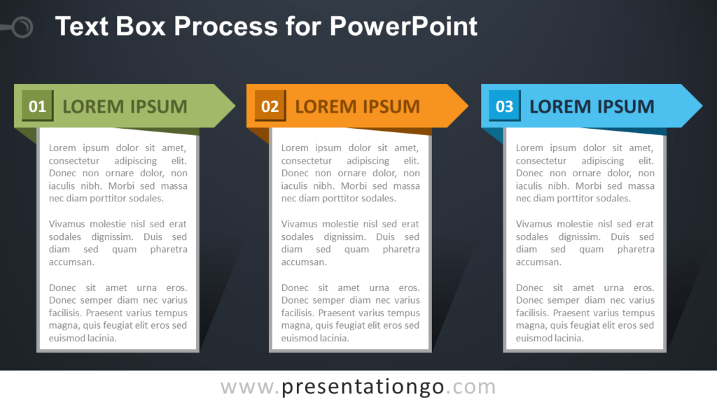 Free Text Box Process Diagram for PowerPoint - Dark Background