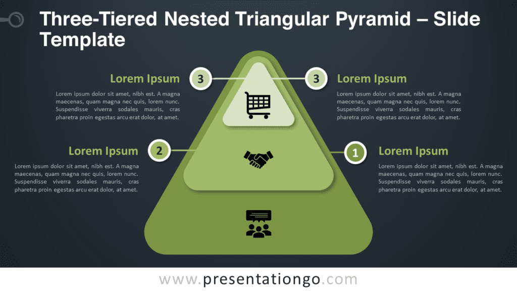 Free Three-Tiered Nested Triangular Pyramid Graphics for PowerPoint and Google Slides