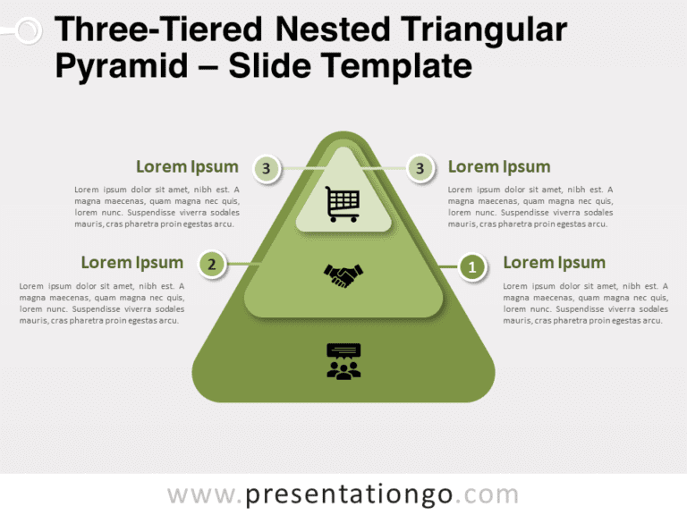 Pirámide Triangular Anidada de Tres Niveles - Diagrama Gratis Para PowerPoint Y Google Slides