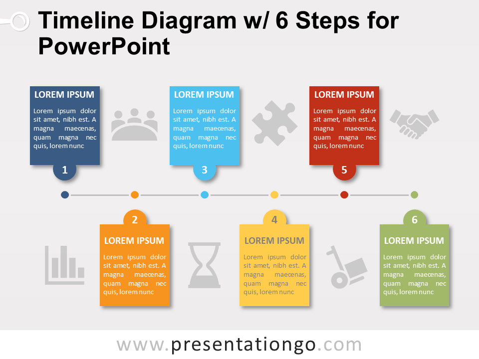 Free Timeline with 6 Steps for PowerPoint