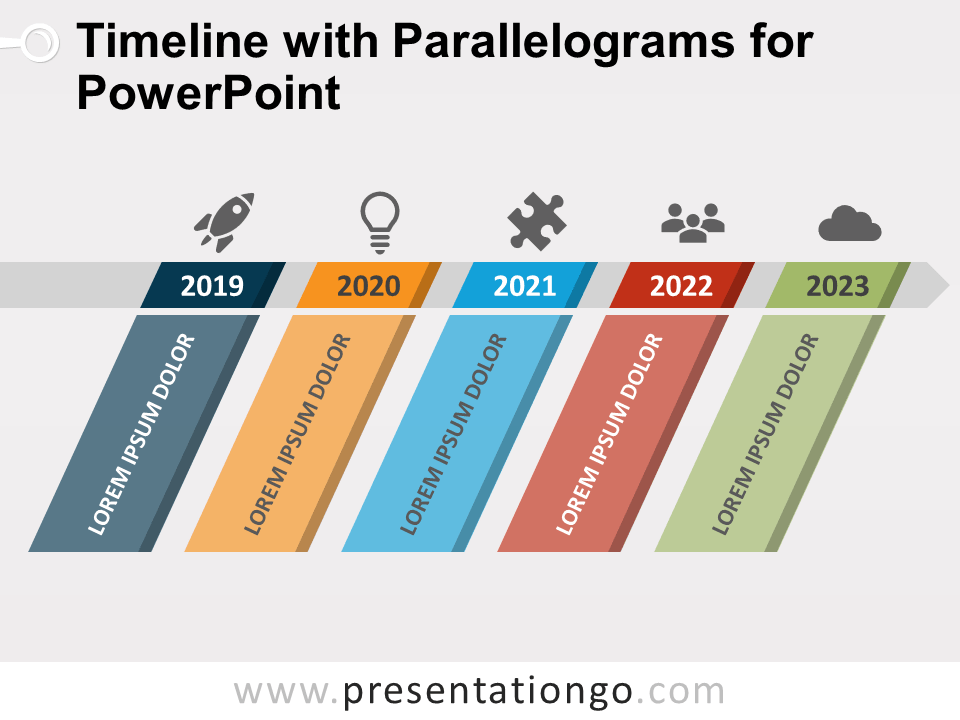 Free Timeline with Parallelograms for PowerPoint