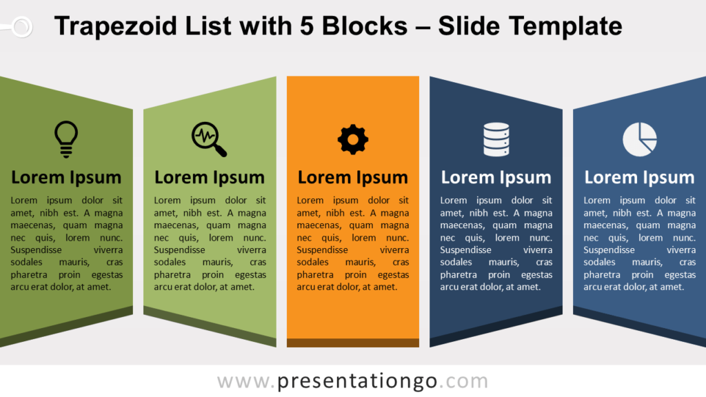 Free Trapezoid List with 5 Blocks for PowerPoint and Google Slides